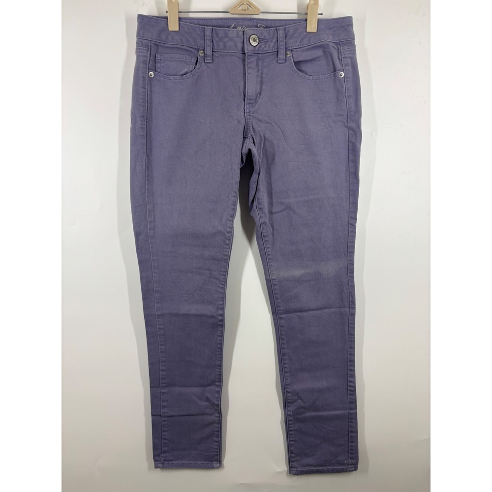 American Eagle Skinny Jeans Purple Lavender Mid Rise Denim Size 8 Regular